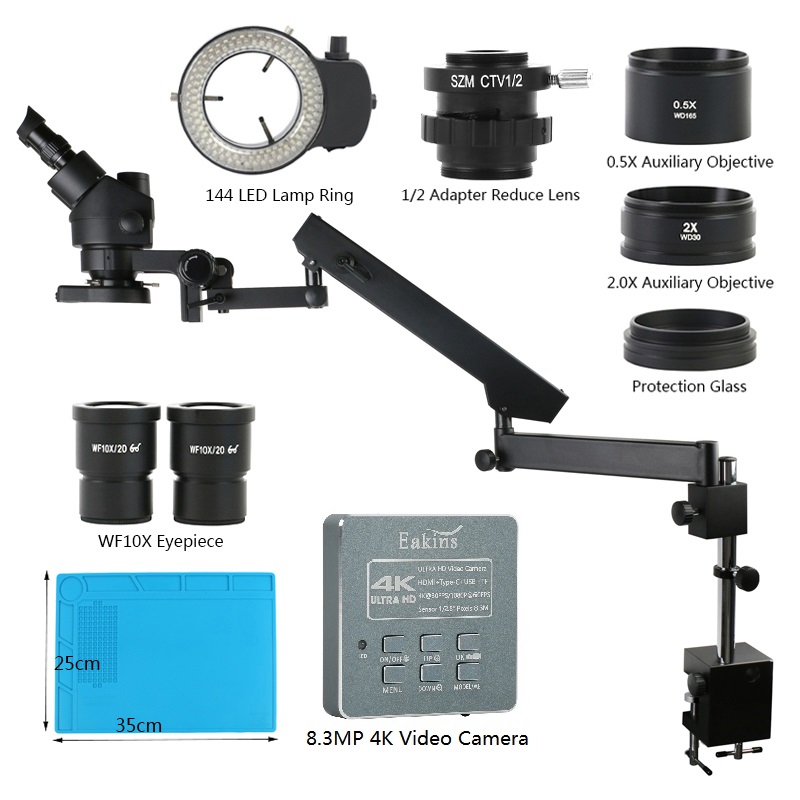 동시 초점 줌 관절 암 클램프 삼안 스테레오 현미경,  - Trinocular Stereo Microscope 7X-45X 리뷰 및 가격
